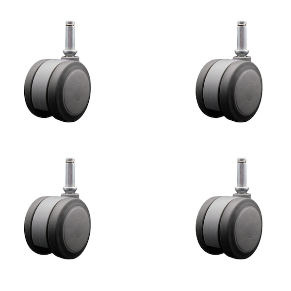 Service Caster 3'' Gray Heavy Duty Floor Safe Twin Wheel Caster 7/16 Grip Ring Stem , 4PK SCC-GR02S75-TPR-GRY-716176-4 - main